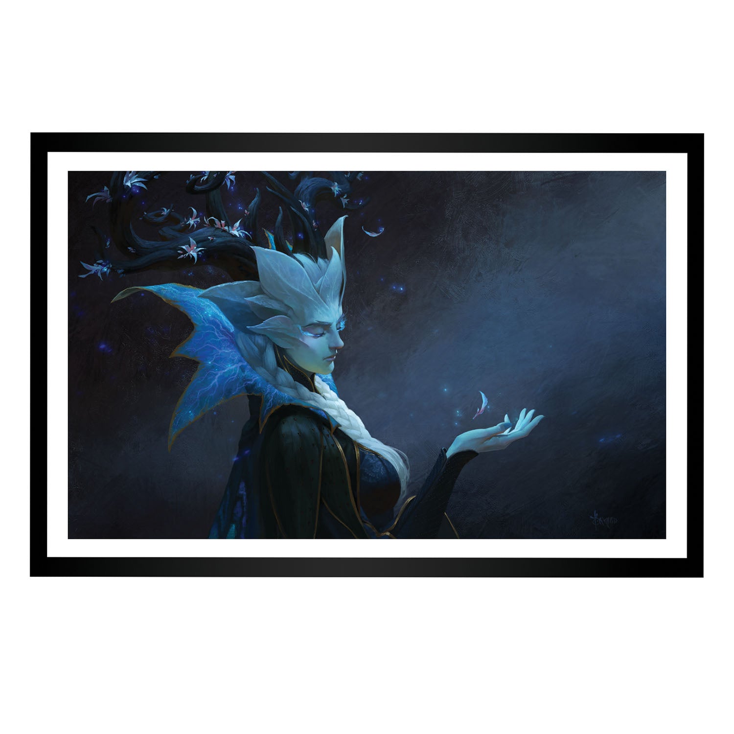 World of Warcraft The Winter Queen 14" x 24" Framed Art Print in Blue - Front View