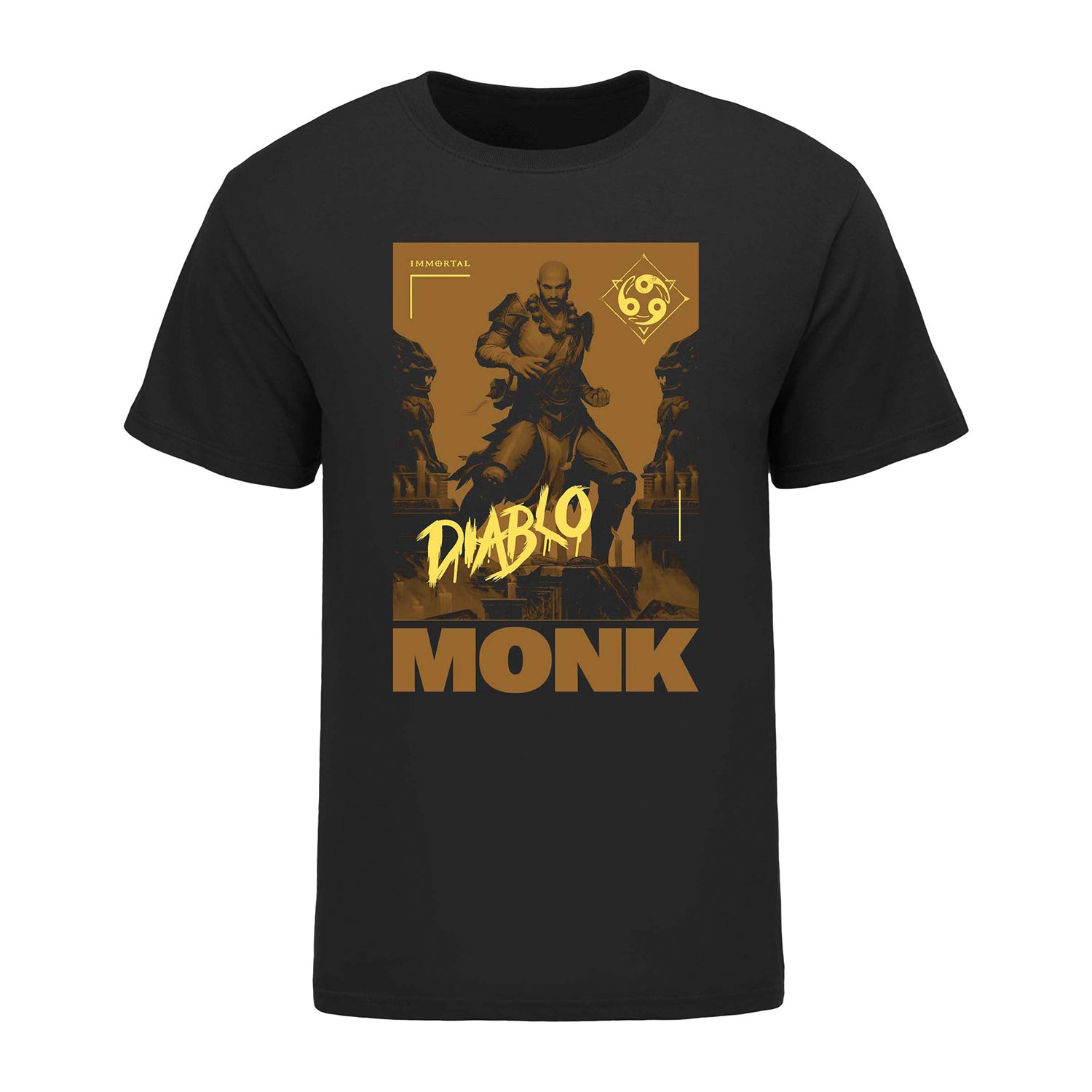 Diablo Immortal Monk High Contrast Black T-Shirt - Front View
