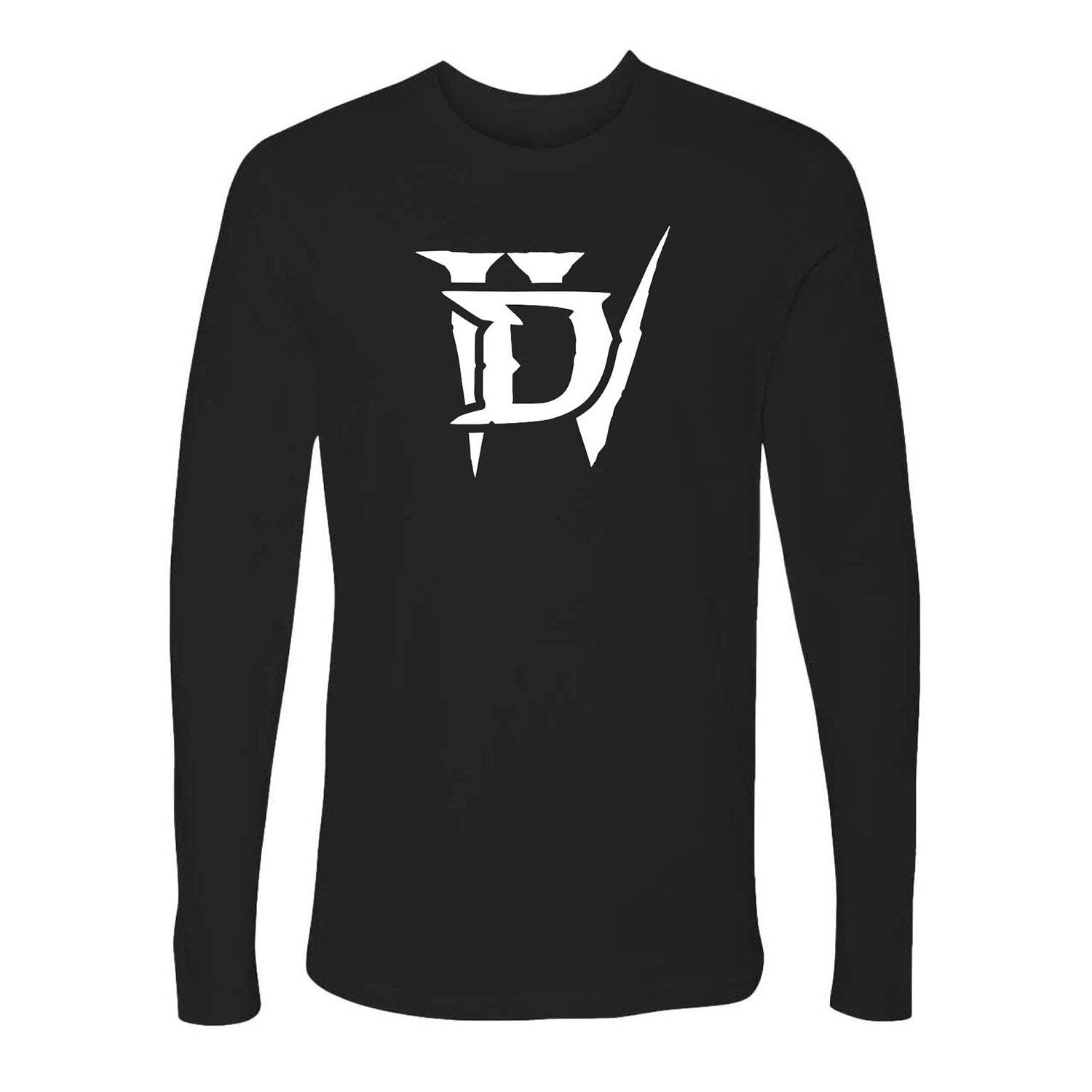 Diablo IV White Icon Logo Black Long Sleeve T-Shirt - Front View
