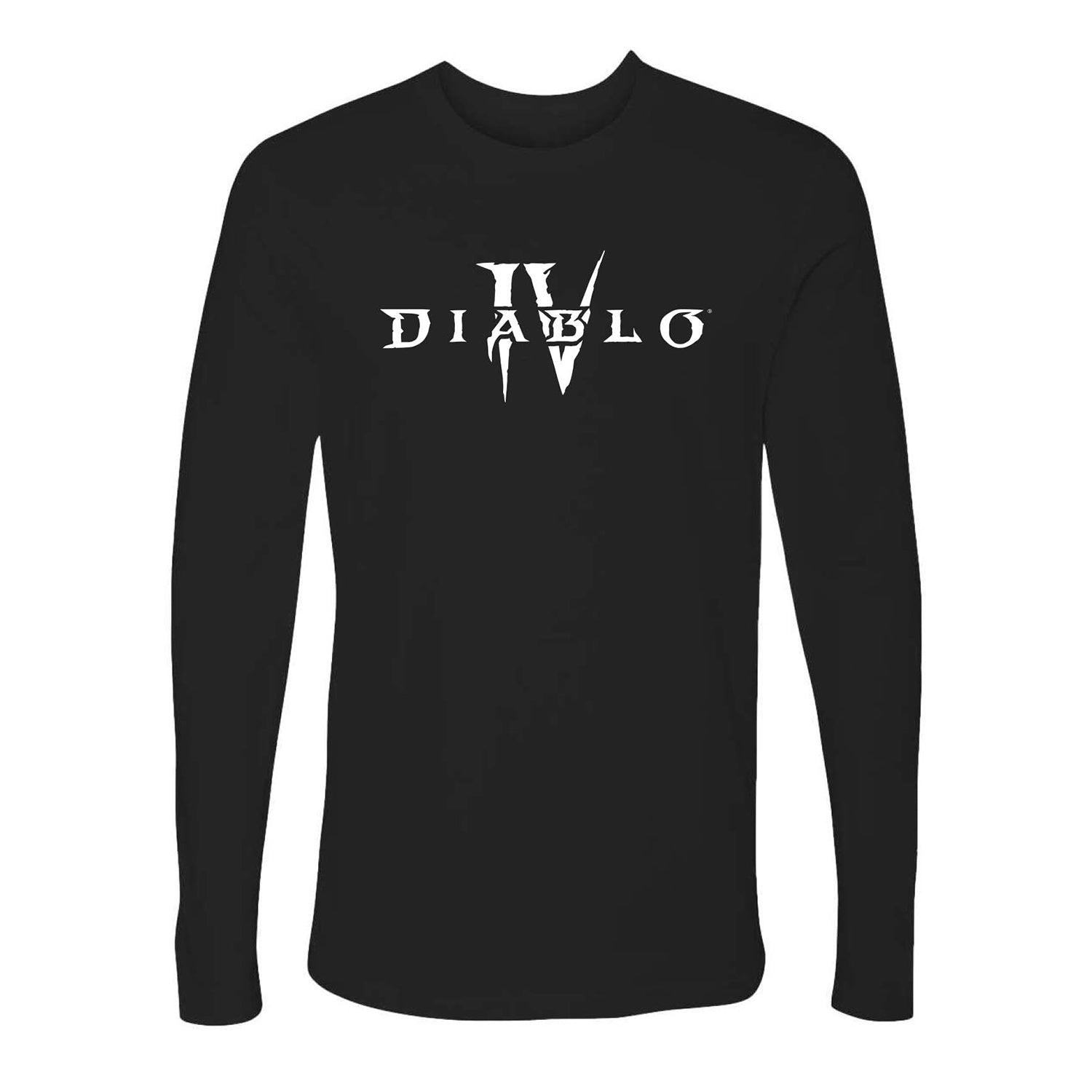 Diablo IV White Core Logo Black Long Sleeve T-Shirt - Front View