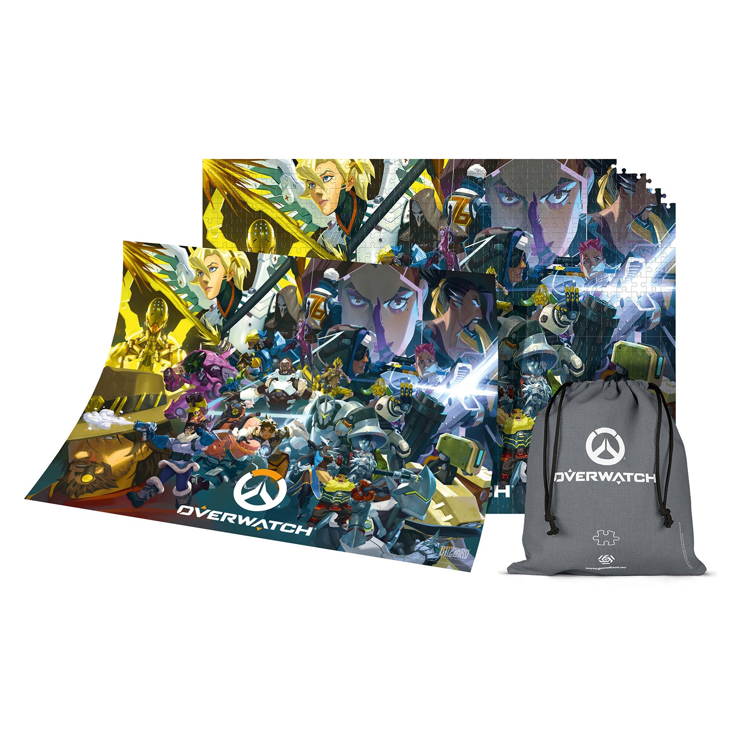 Overwatch Heroes Collage 1500 Piece Puzzle in Blue - Front View