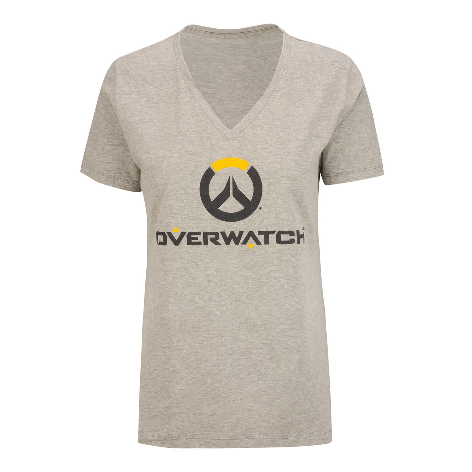 Overwatch Women's Grey Logo V-Neck T-Shirt - Front View