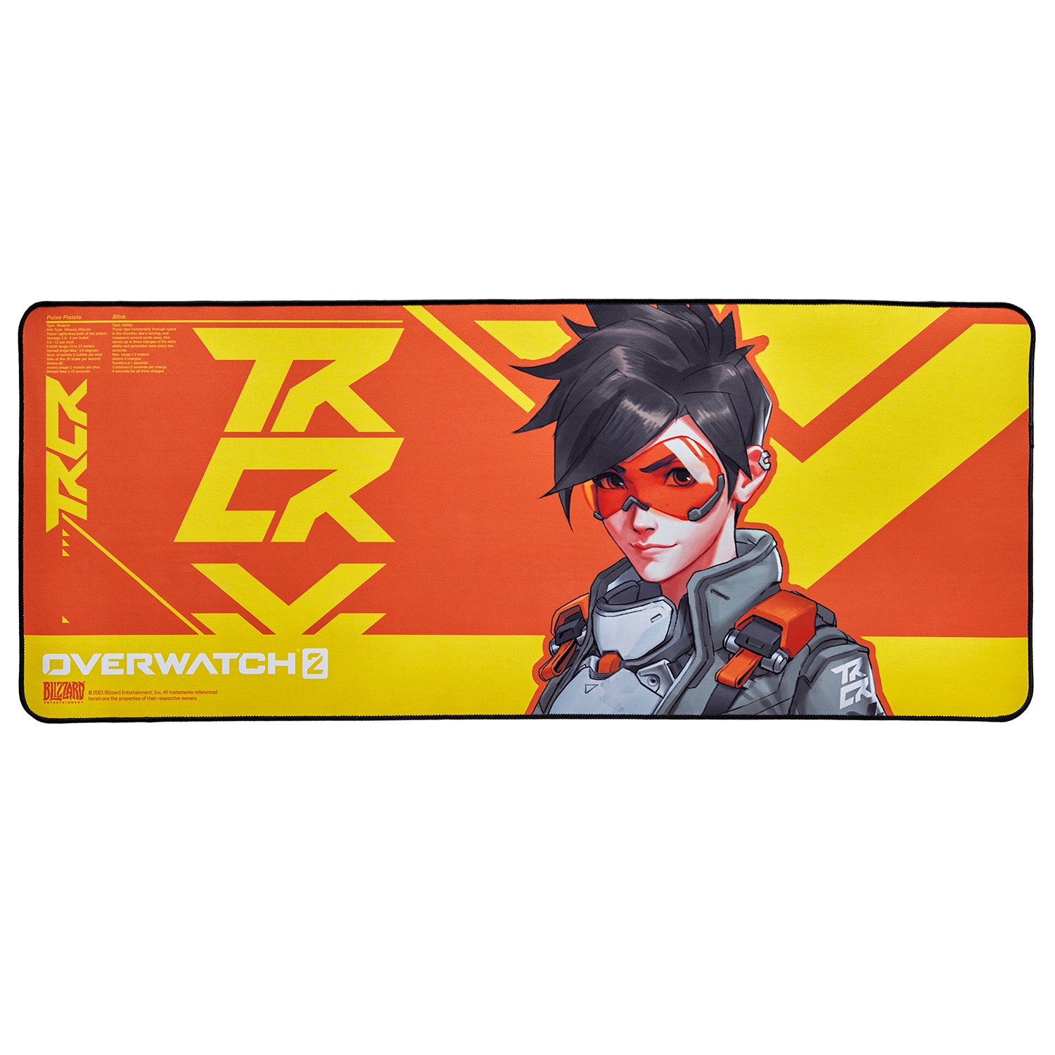 Overwatch 2 Tracer Gaming Desk Mat in Yellow - Front View