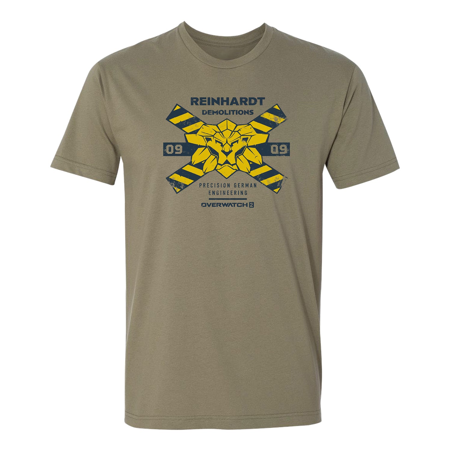 Overwatch 2 Reinhardt Demolitions Olive Green T-Shirt - Front View