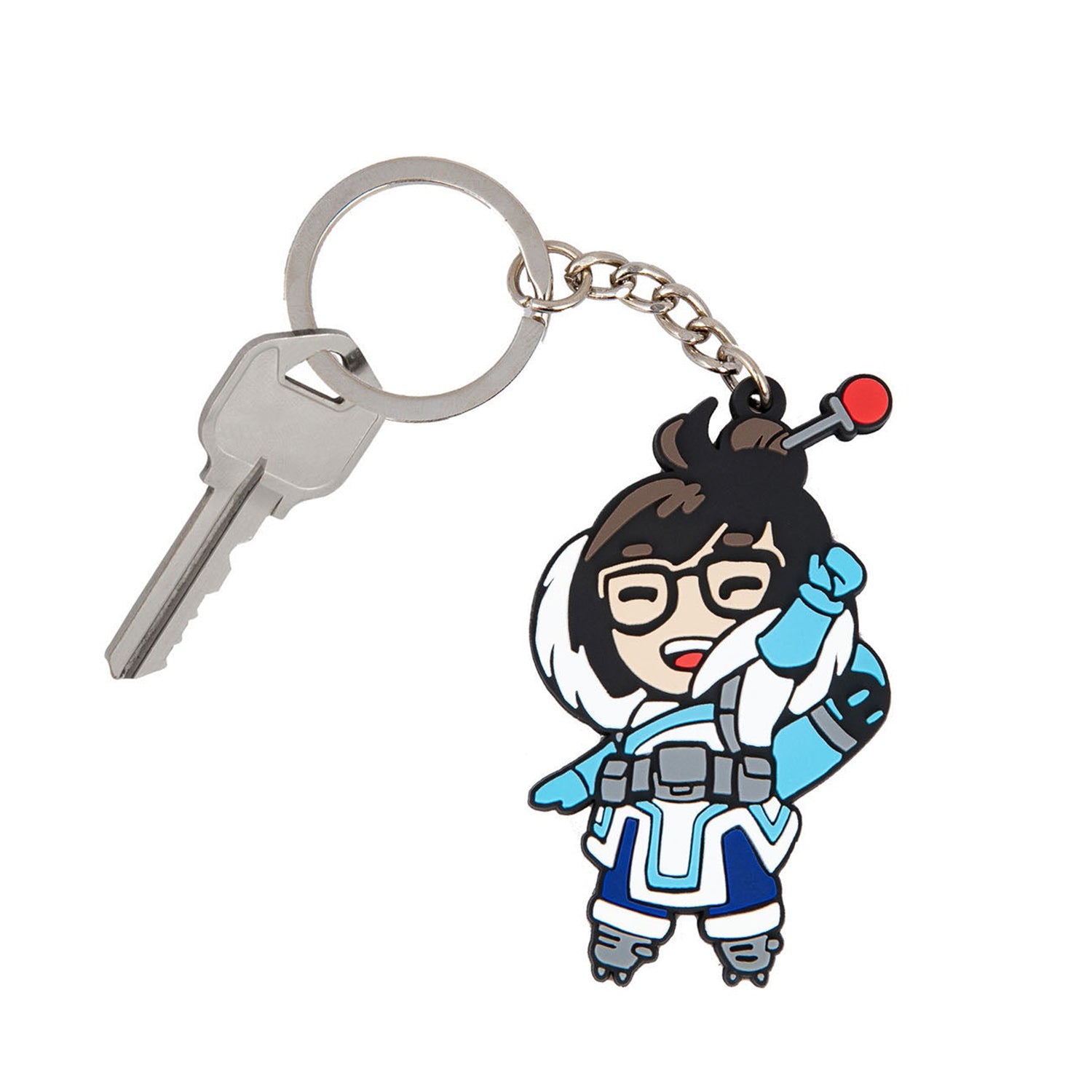 Overwatch Mei J!NX Flat Keychain in Blue - Front View with Key