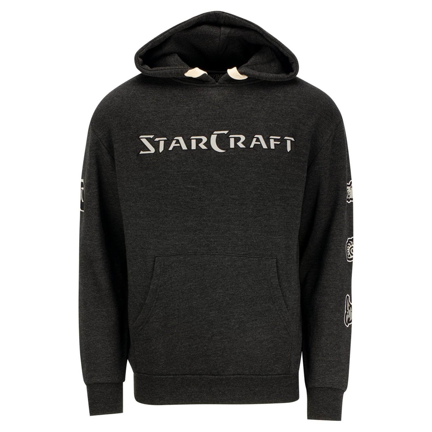 StarCraft Heavy Weight Patch Pullover Heather Black Hoodie - Front View
