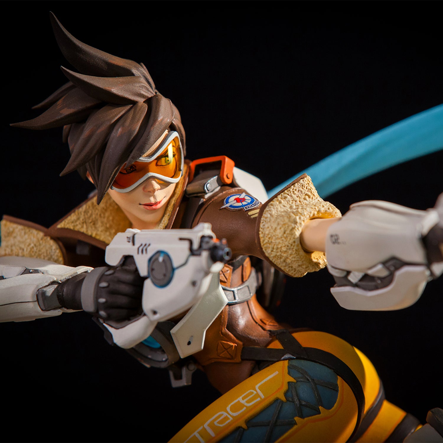 Overwatch Tracer 10.5in Premium Statue - Close Up, Detailed View Side of Statue