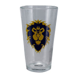 World of Warcraft Alliance 16oz Pint Glass in Blue - Front View