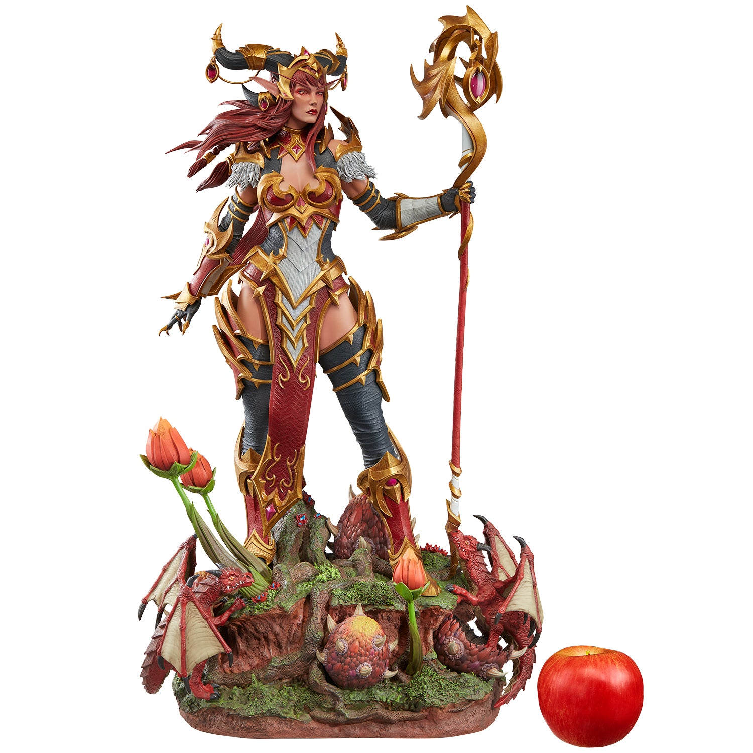World of Warcraft Alexstrasza 20in Statue - Front View with Apple Size Comparison