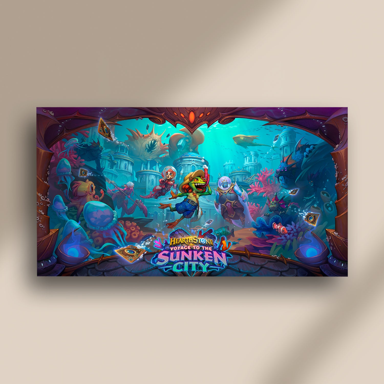 Hearthstone: Voyage to the Sunken City 14" x 25" Canvas - Front View with Art Print on the Wall
