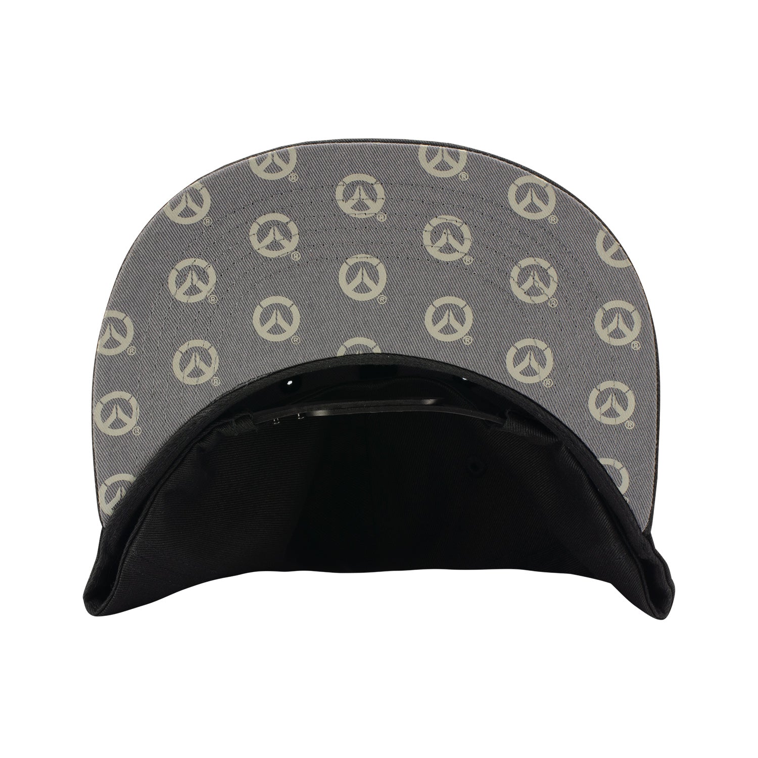 Overwatch 2 Black Flatbill Snapback Hat - Under Brim View with Overwatch Logo Design